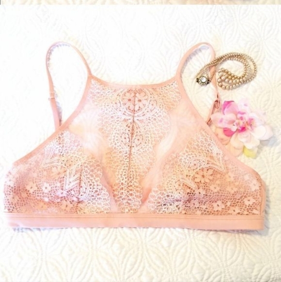 Victoria Secret Lace Halter Bralette in Pink size S - Picture 1 of 10